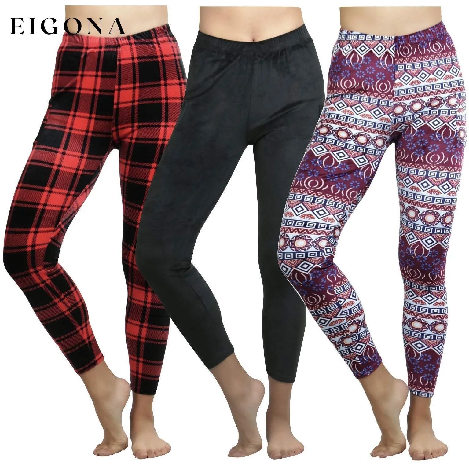 3-Pack: ToBeInStyle Women's Ultra Soft Velour Leggings