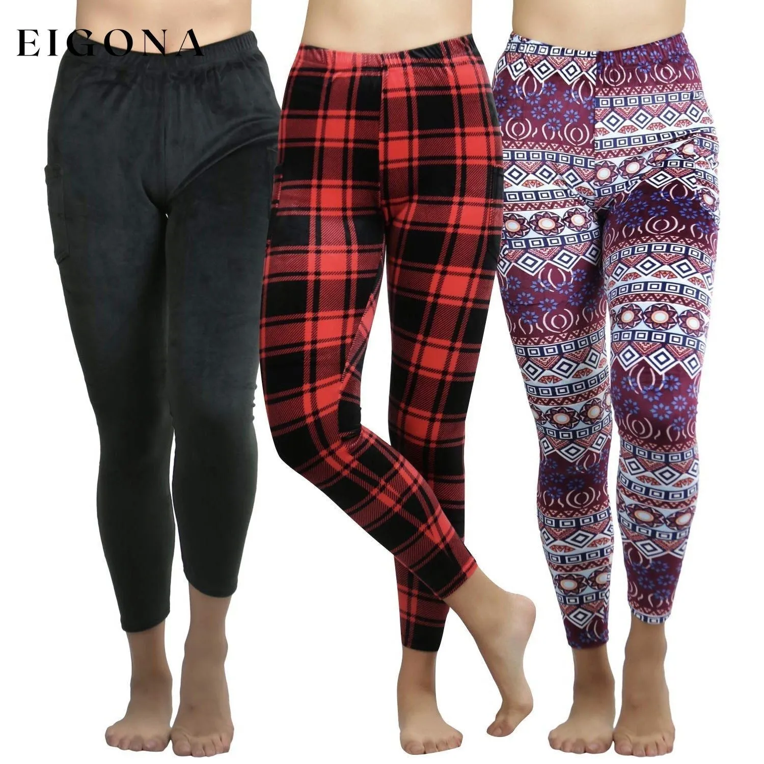 3-Pack: ToBeInStyle Women's Ultra Soft Velour Leggings