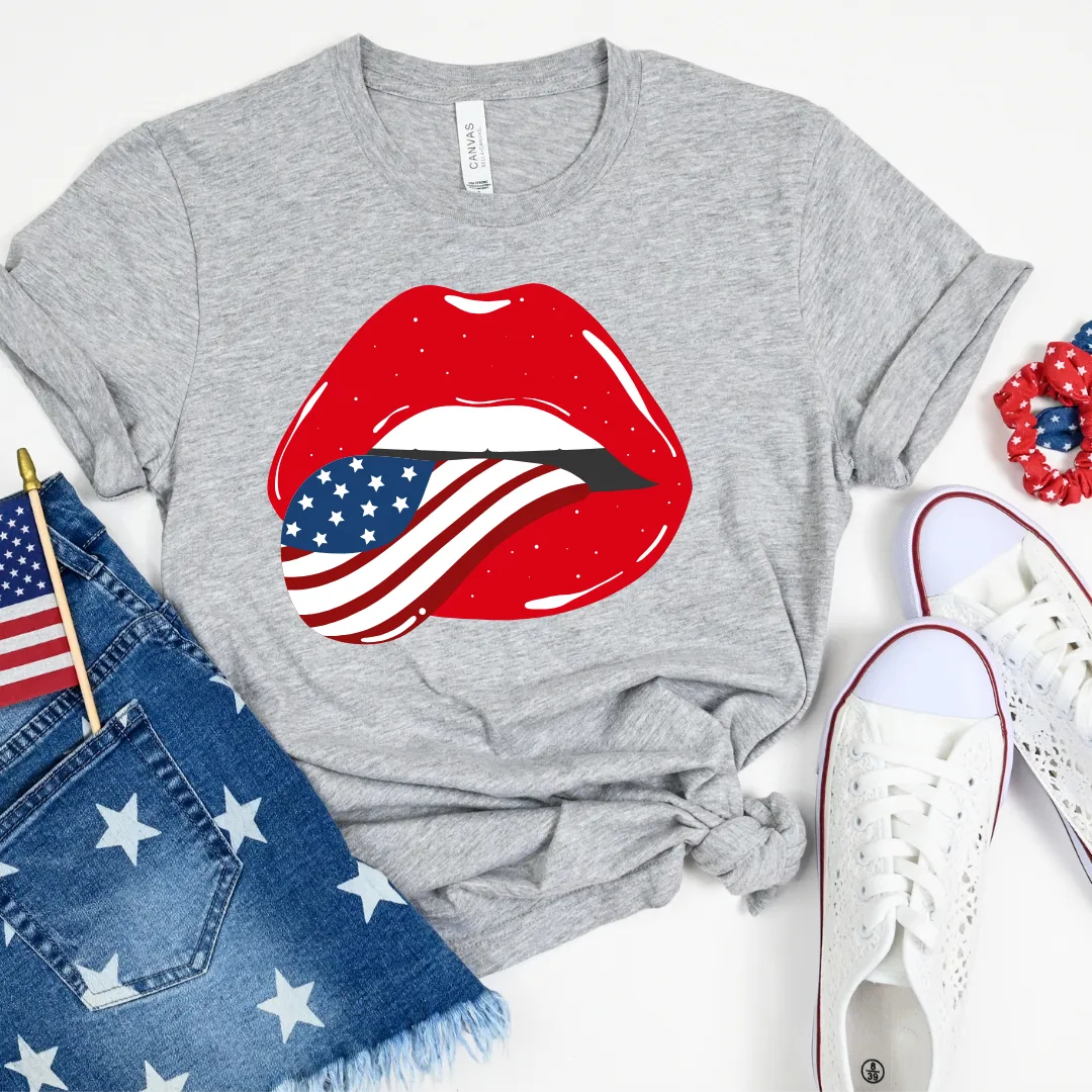 4th of July Sexy American Lips T-Shirt