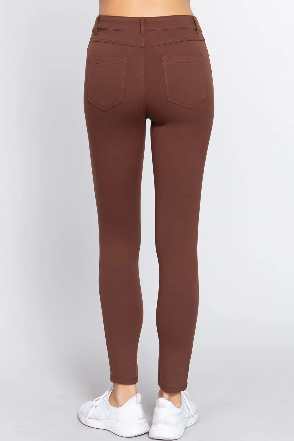 5 Pocket Shape Basic Solid Slim Fit Stretchy Skinny Long Thick Jegging Pants