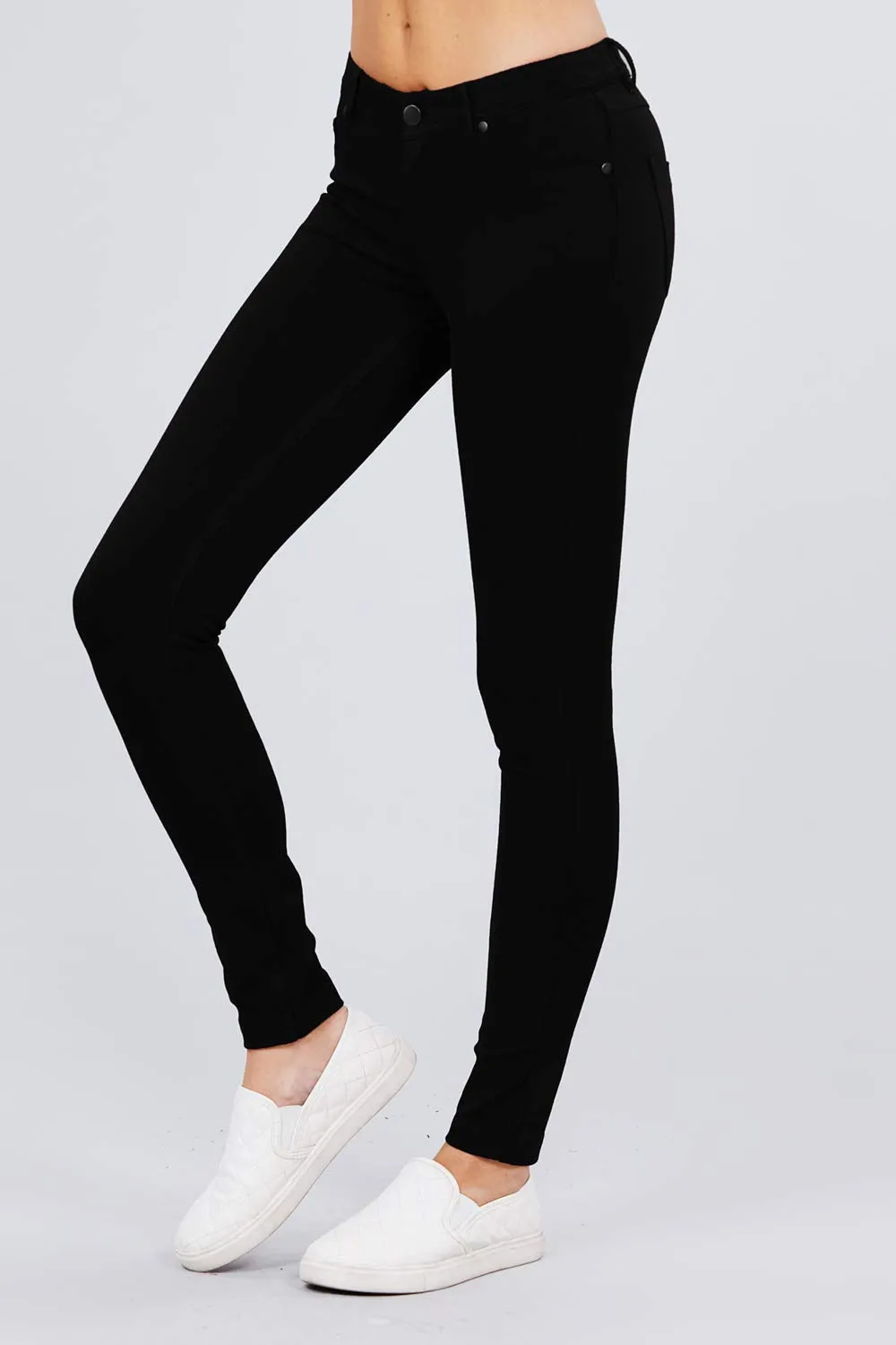 5 Pocket Shape Basic Solid Slim Fit Stretchy Skinny Long Thick Jegging Pants