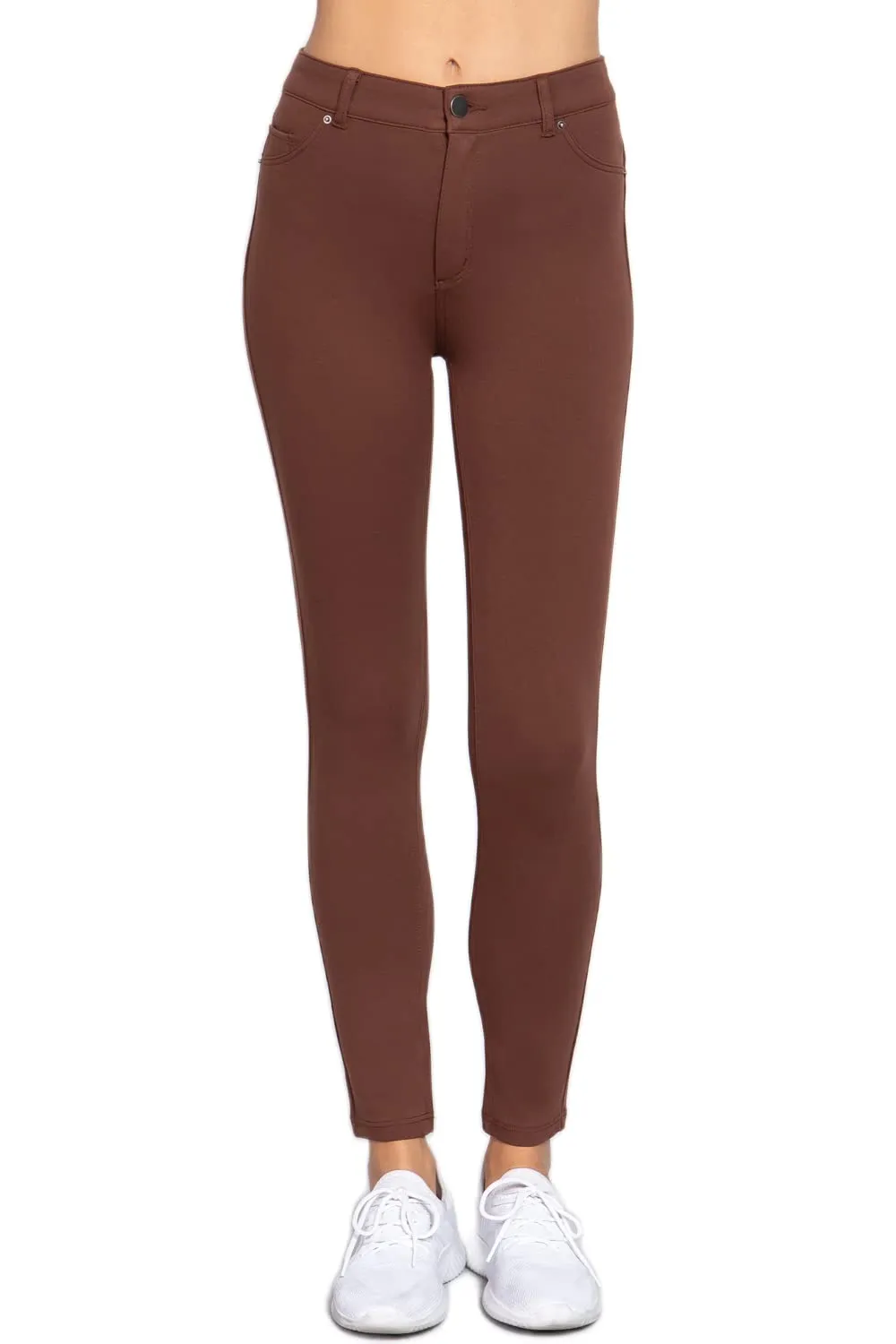 5 Pocket Shape Basic Solid Slim Fit Stretchy Skinny Long Thick Jegging Pants