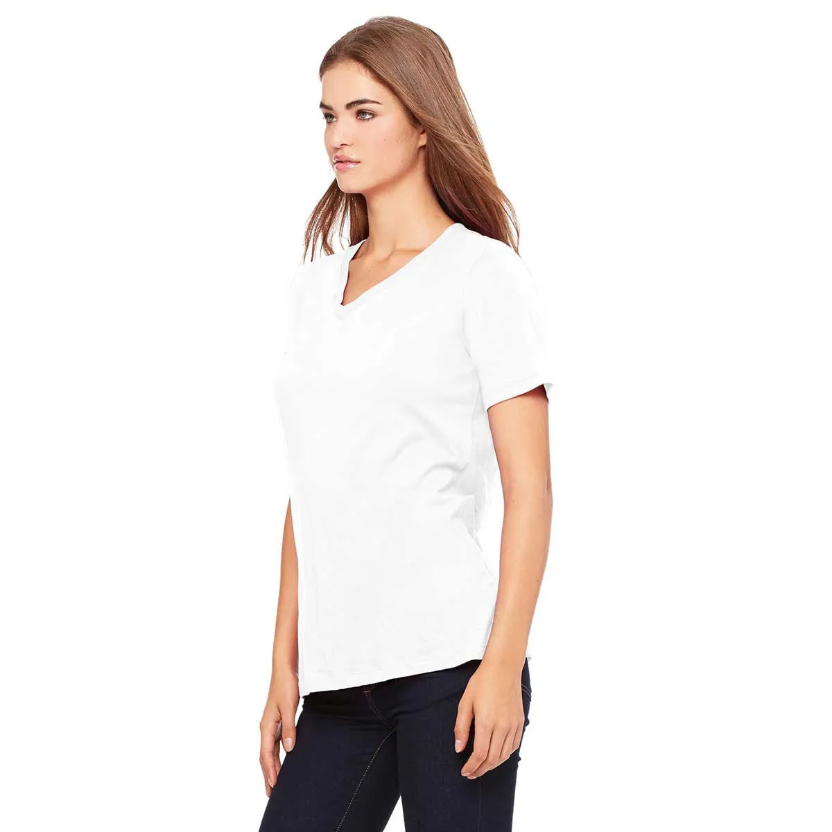 Bella   Canvas Women's White Relaxed Jersey Short-Sleeve V-Neck T-Shirt