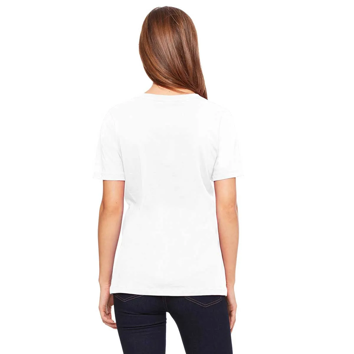 Bella   Canvas Women's White Relaxed Jersey Short-Sleeve V-Neck T-Shirt