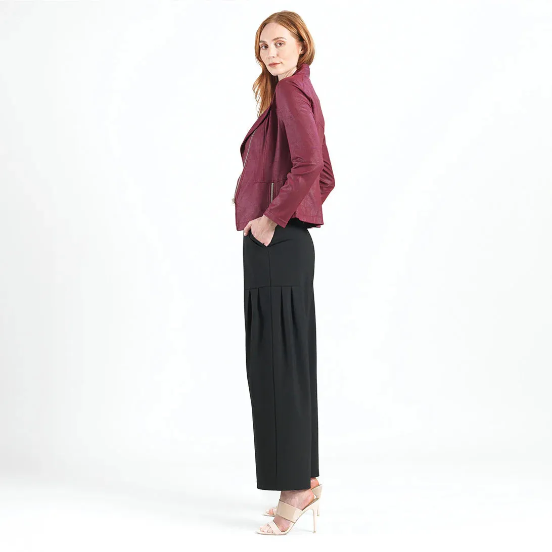 Classic Leather Knit Moto Jacket Merlot