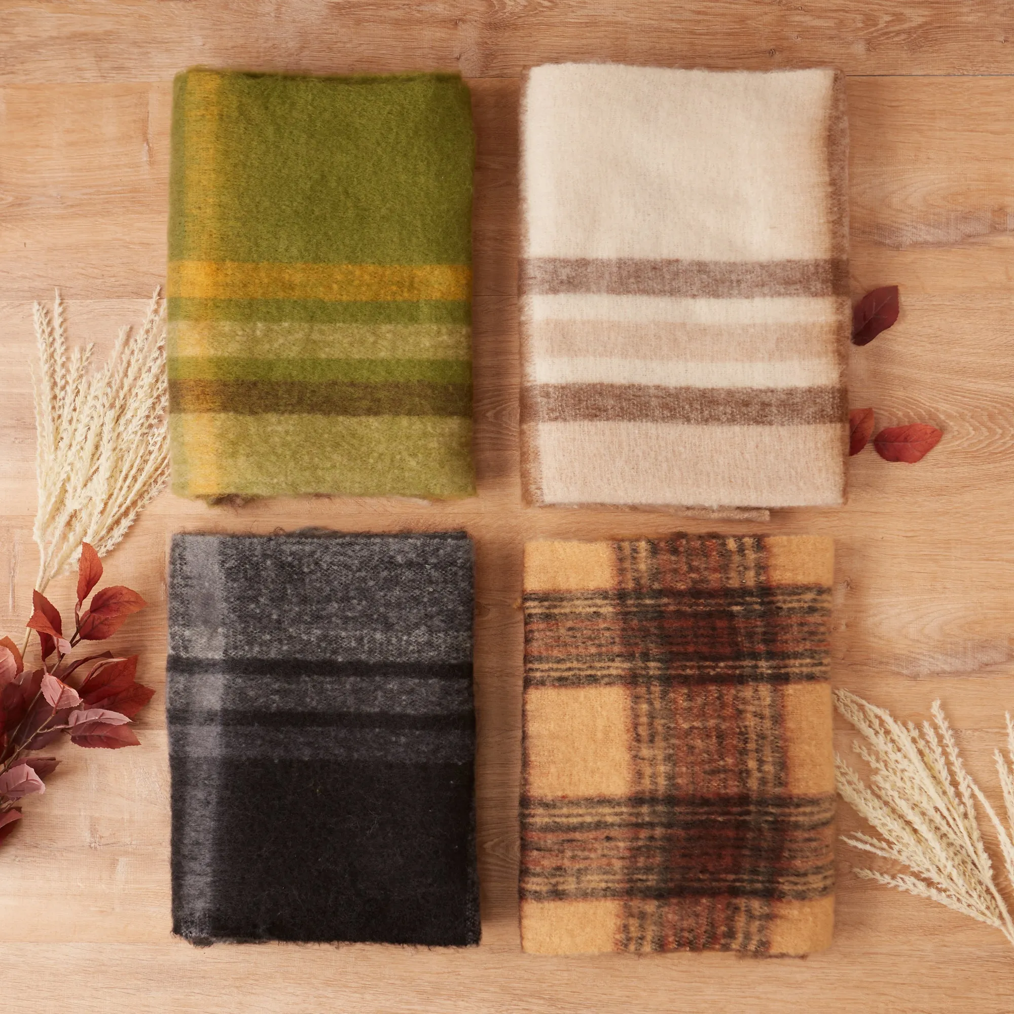 Cozy Plaid Scarf - Cream