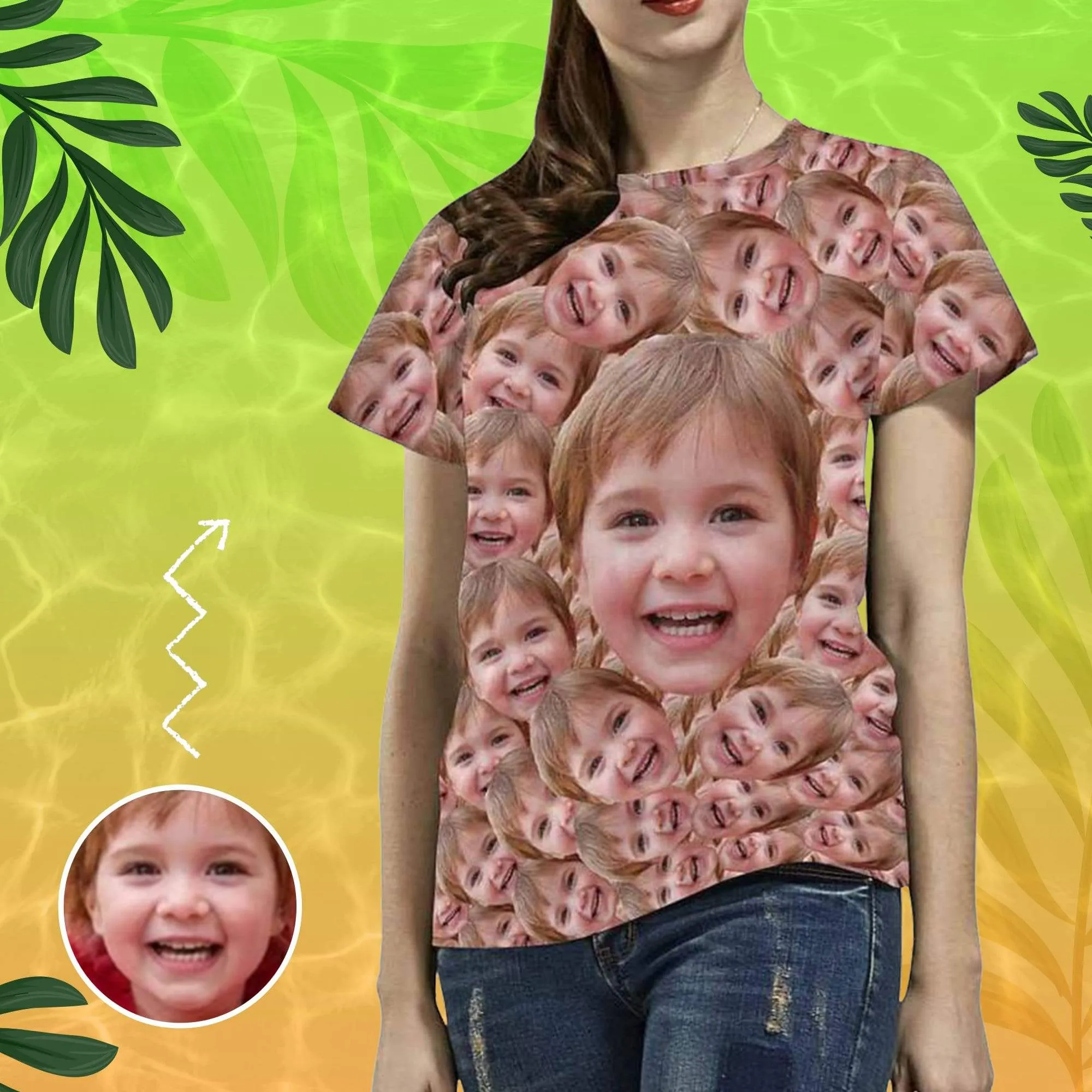 Custom Daughter Face Smash Tee Women's All Over Print T-shirt Design Your Own Shirts Gift for Mother's Day