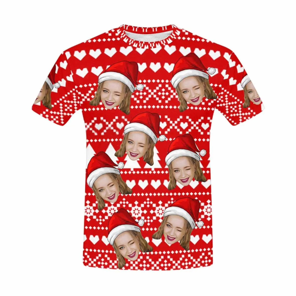 Custom Face Love Christmas Shirt Personalized Put Your Face on Men's All Over Print T-shirt