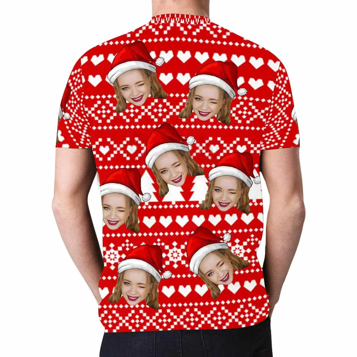 Custom Face Love Christmas Shirt Personalized Put Your Face on Men's All Over Print T-shirt