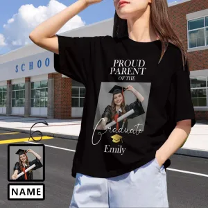 Custom Name&Photo Tee Parents Pruod of You Women's All Over Print T-shirt Personalized Graduation Shirts Gift