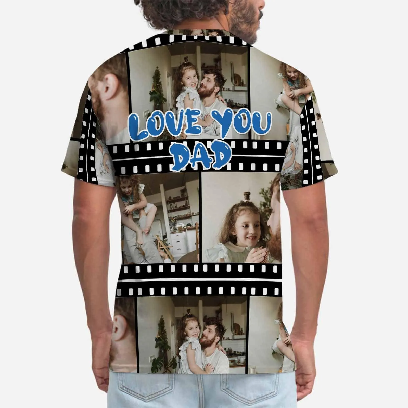 Custom Shirts with Photo Men's All Over Print T-shirt Love You Dad Design Shirts with Personalized Pictures for Father