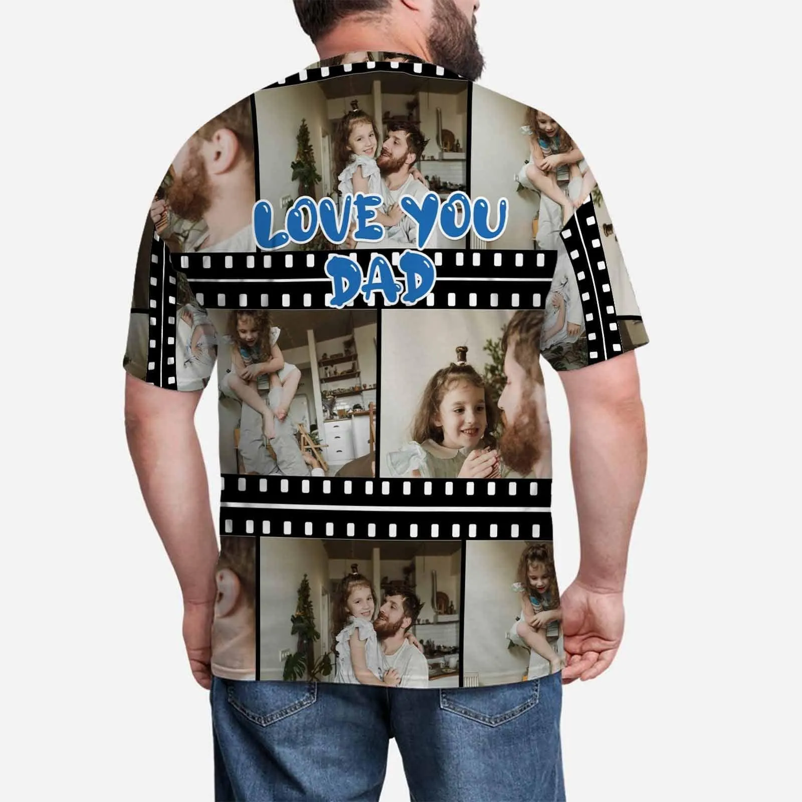 Custom Shirts with Photo Men's All Over Print T-shirt Love You Dad Design Shirts with Personalized Pictures for Father