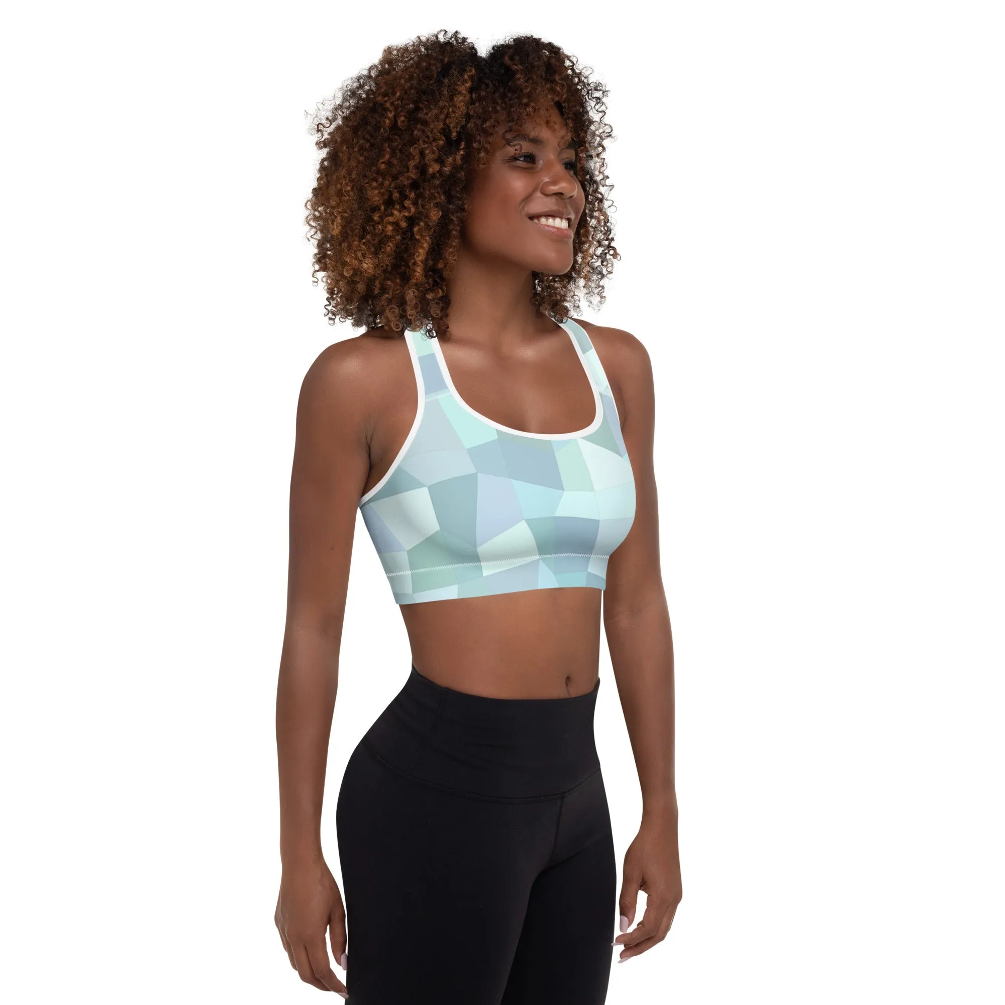Cyan blue padded sports bra