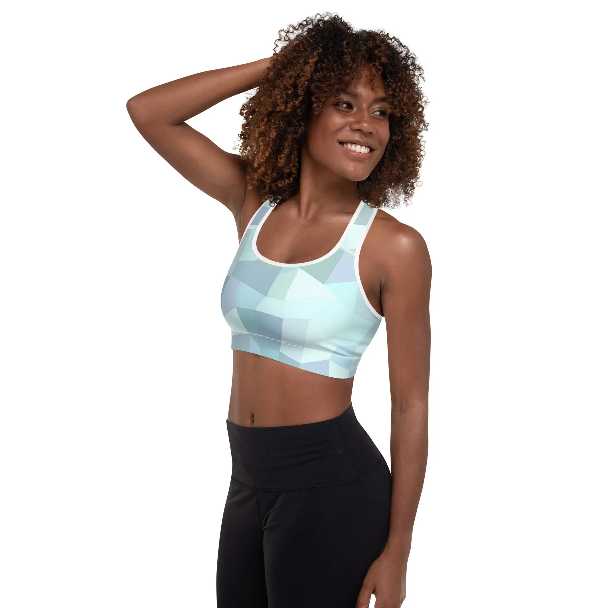 Cyan blue padded sports bra