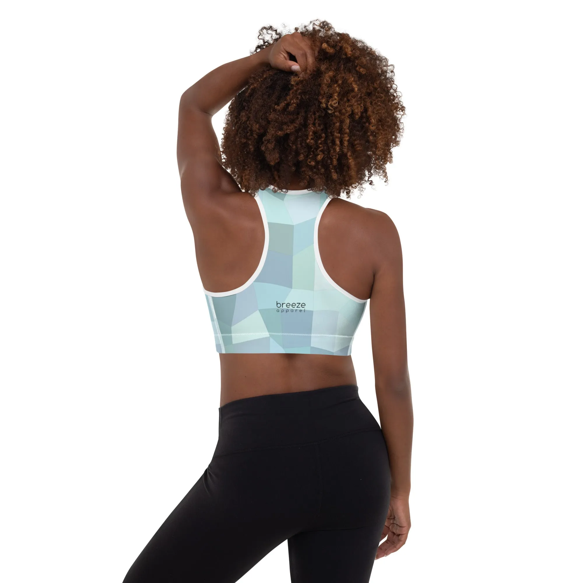 Cyan blue padded sports bra