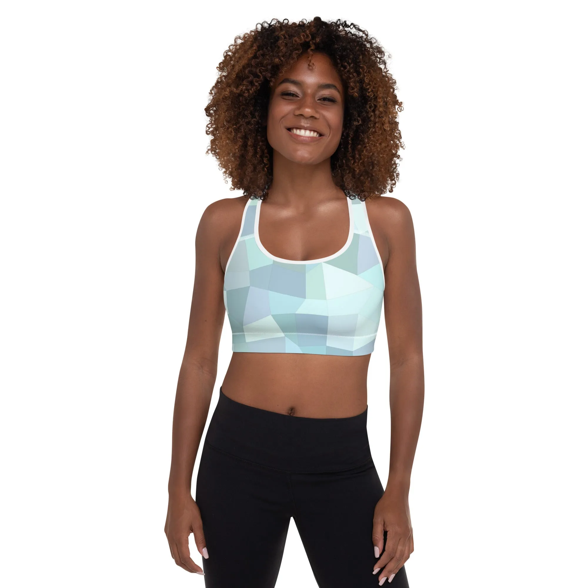Cyan blue padded sports bra