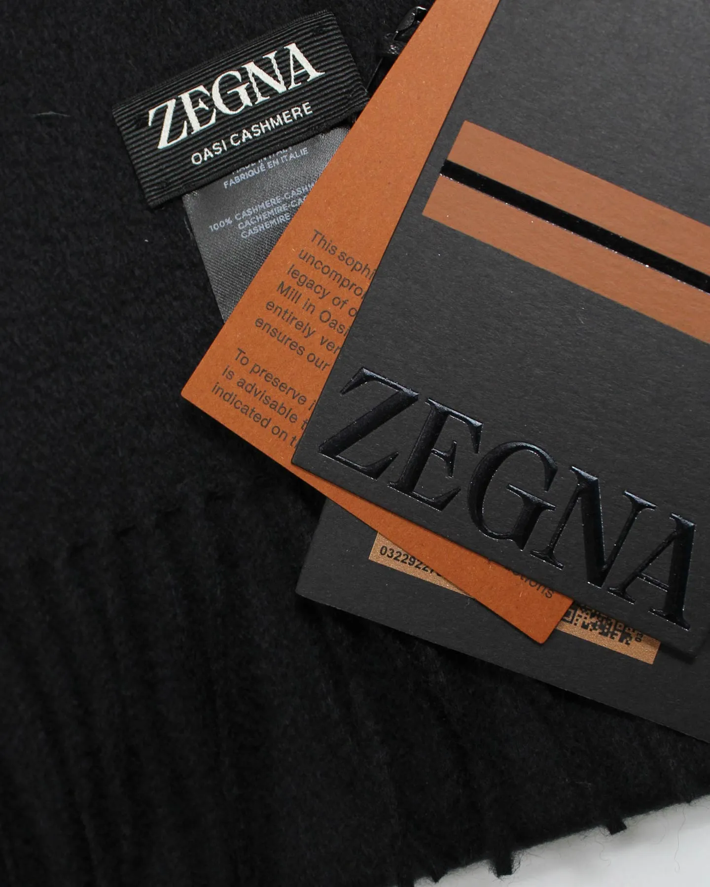 Ermenegildo Zegna Scarf Oasi Cashmere Solid Black SALE