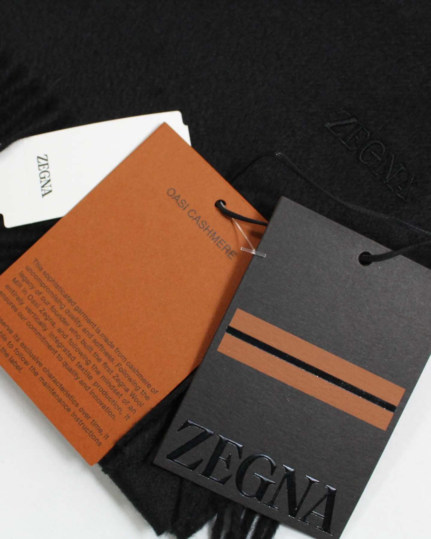 Ermenegildo Zegna Scarf Oasi Cashmere Solid Black SALE