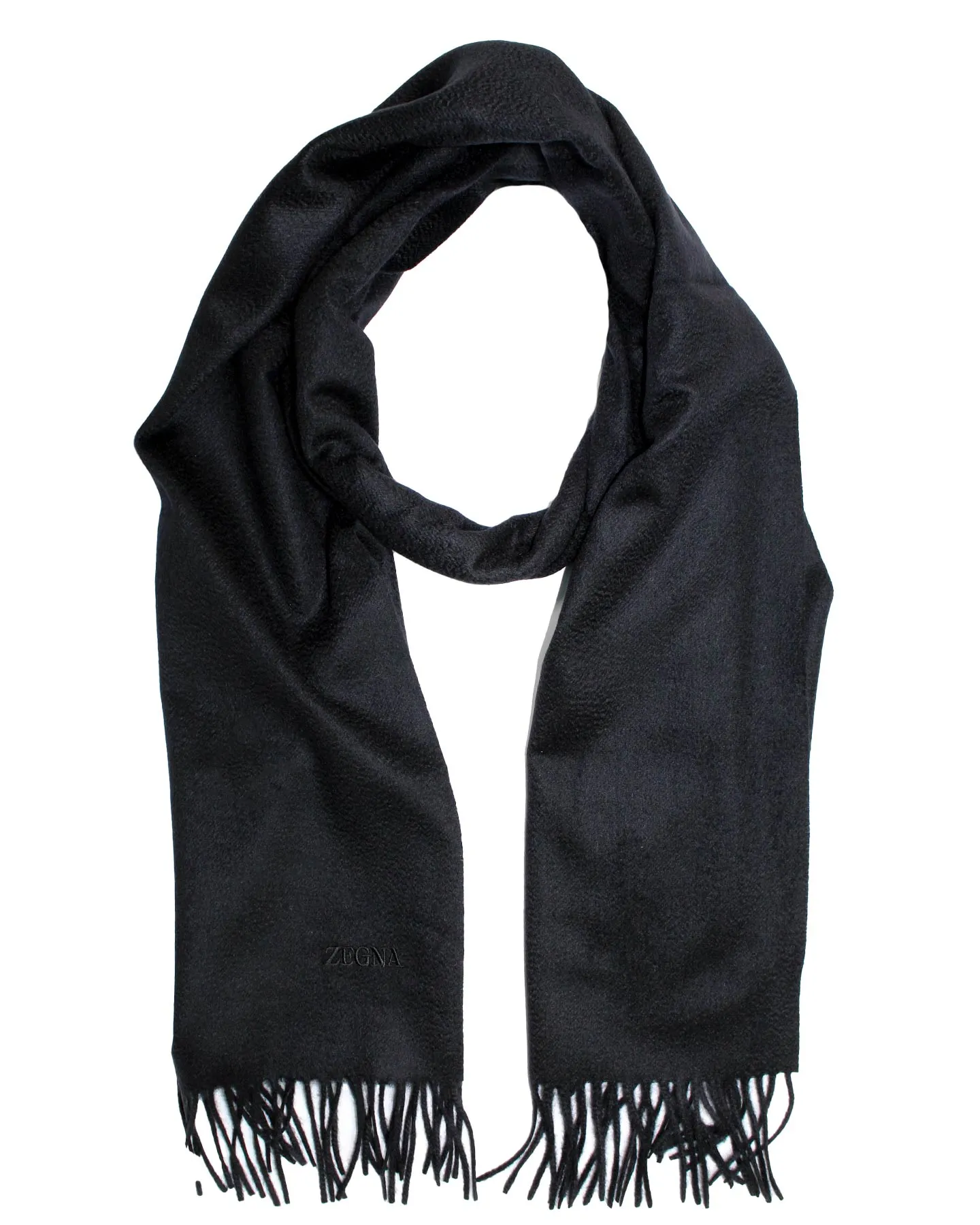 Ermenegildo Zegna Scarf Oasi Cashmere Solid Black SALE