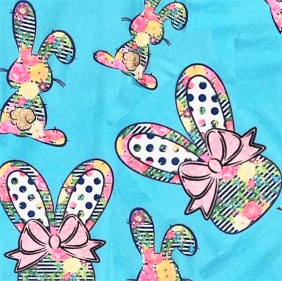 Farmhouse Easter Bunnies Super SOFT Leggings Shabby Chic Floral Rabbit OS TC Plus rts