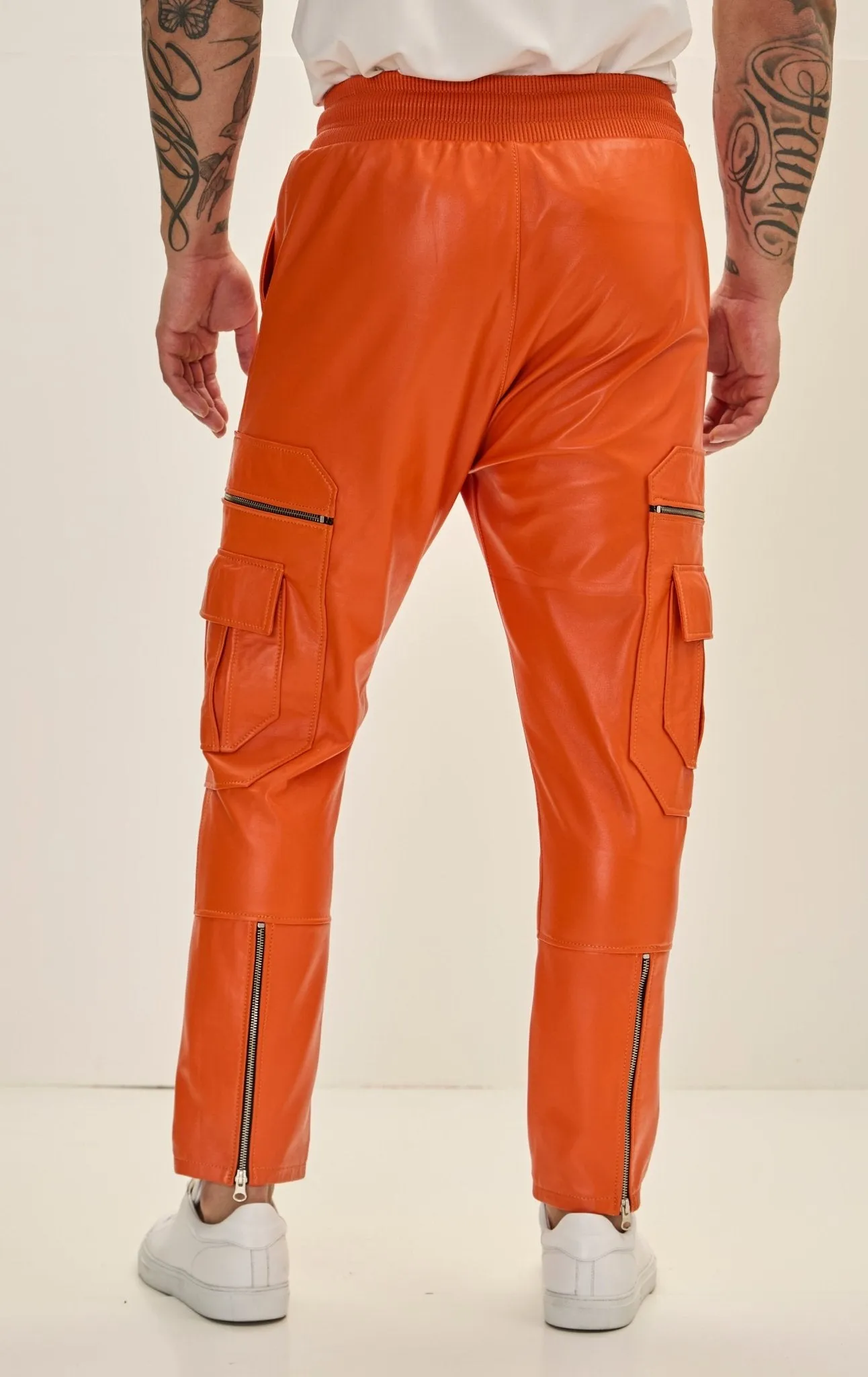 Genuine Leather Destination Joggers - Orange