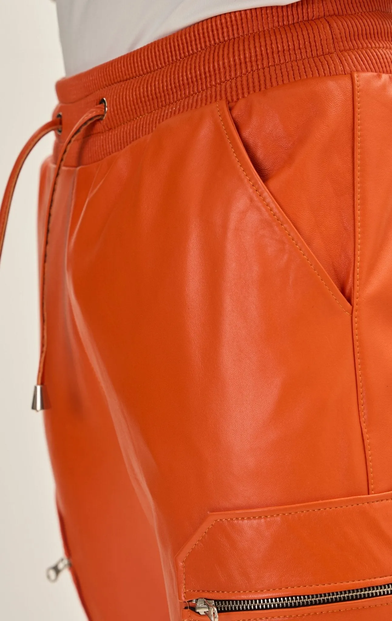 Genuine Leather Destination Joggers - Orange