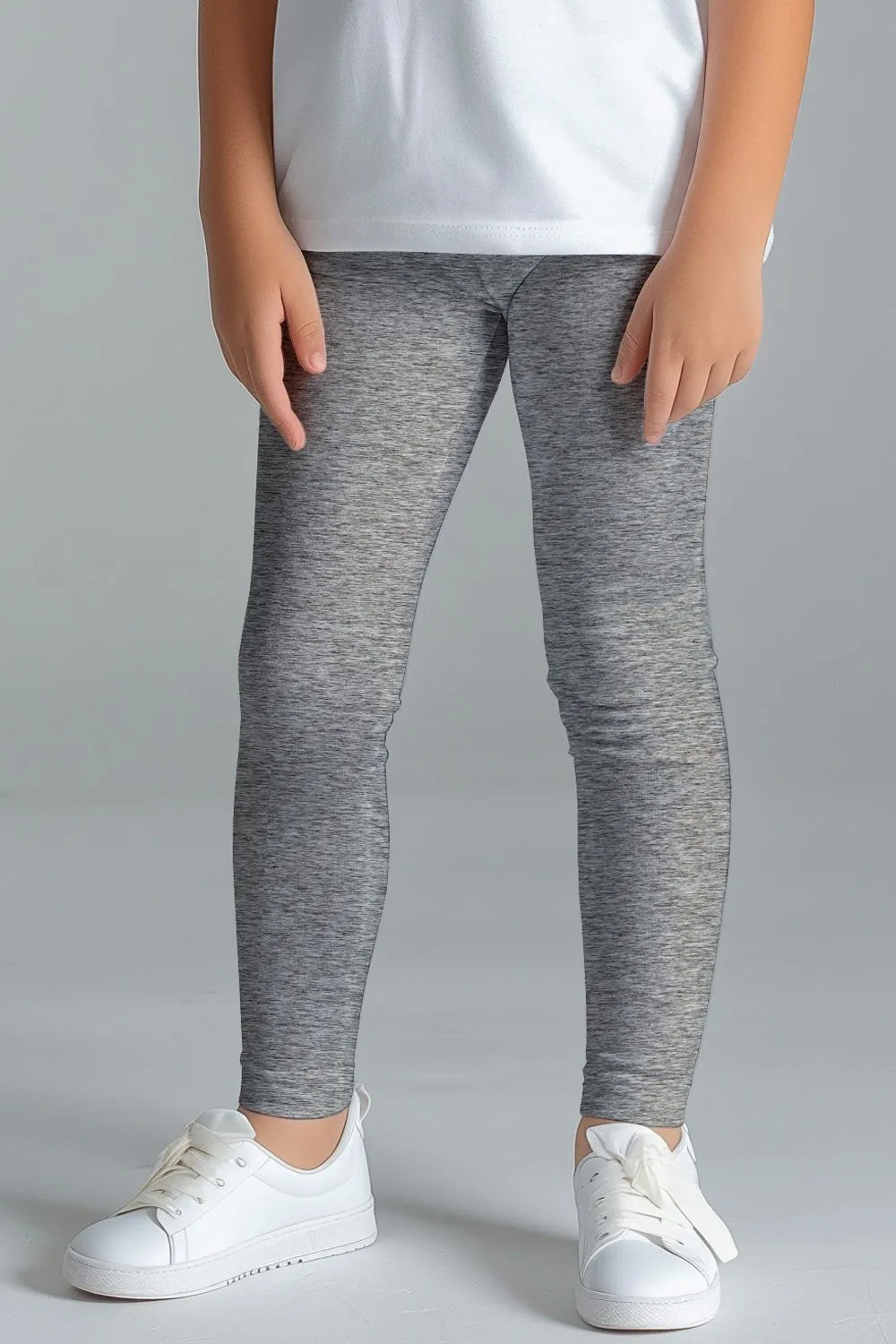 Heather Steel Grey Lucy UV 50  Cute Stretchy Leggings - Kids