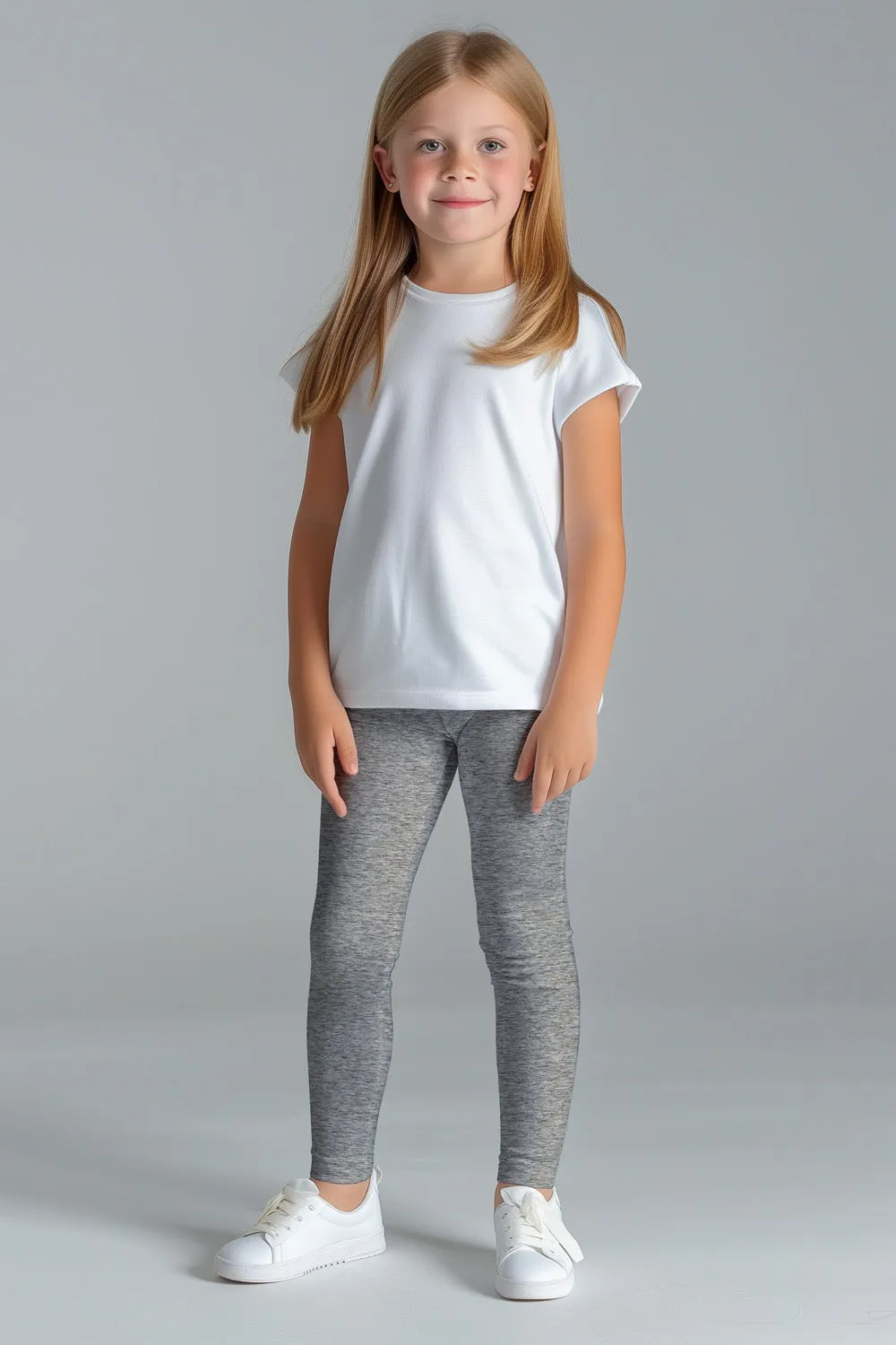 Heather Steel Grey Lucy UV 50  Cute Stretchy Leggings - Kids