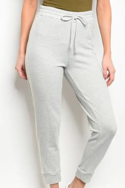 High Waist Stripe Terry Joggers