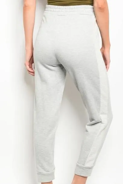 High Waist Stripe Terry Joggers