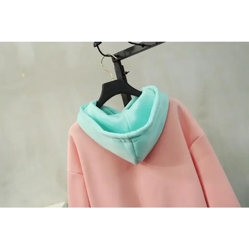 Hip hop sweatshirts pink warm fleece k-pop harajuku hoodie
