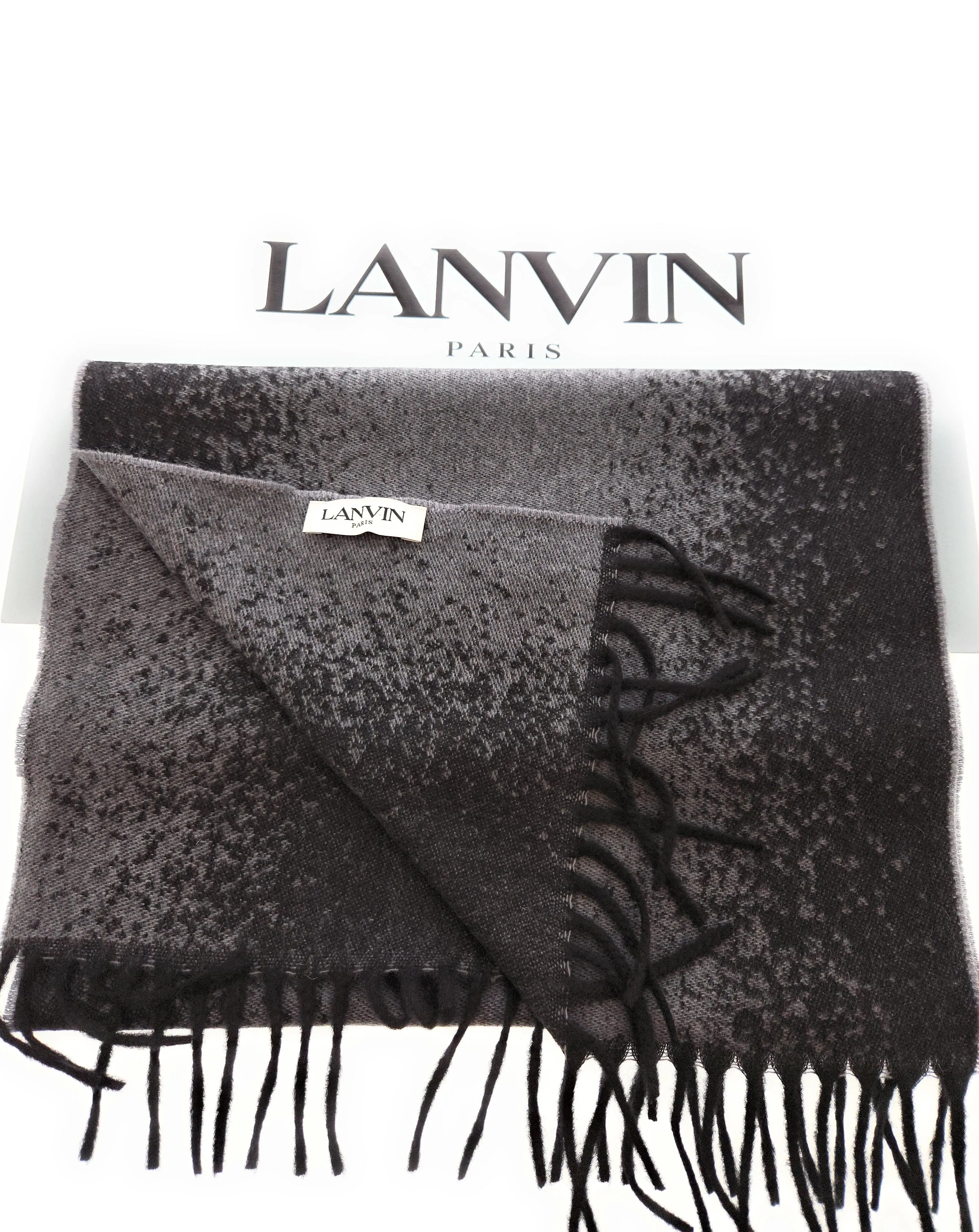 Lanvin Gray Luxury Pure Cashmere Scarf