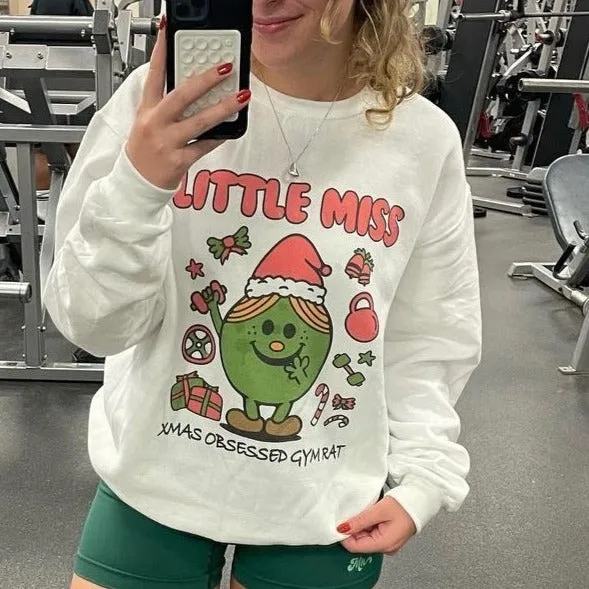 LITTLE MISS XMAS OBSESSED GYM RAT - CREWNECK