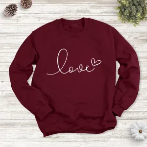 Love with Heart Ladies Burgundy Sweatshirt