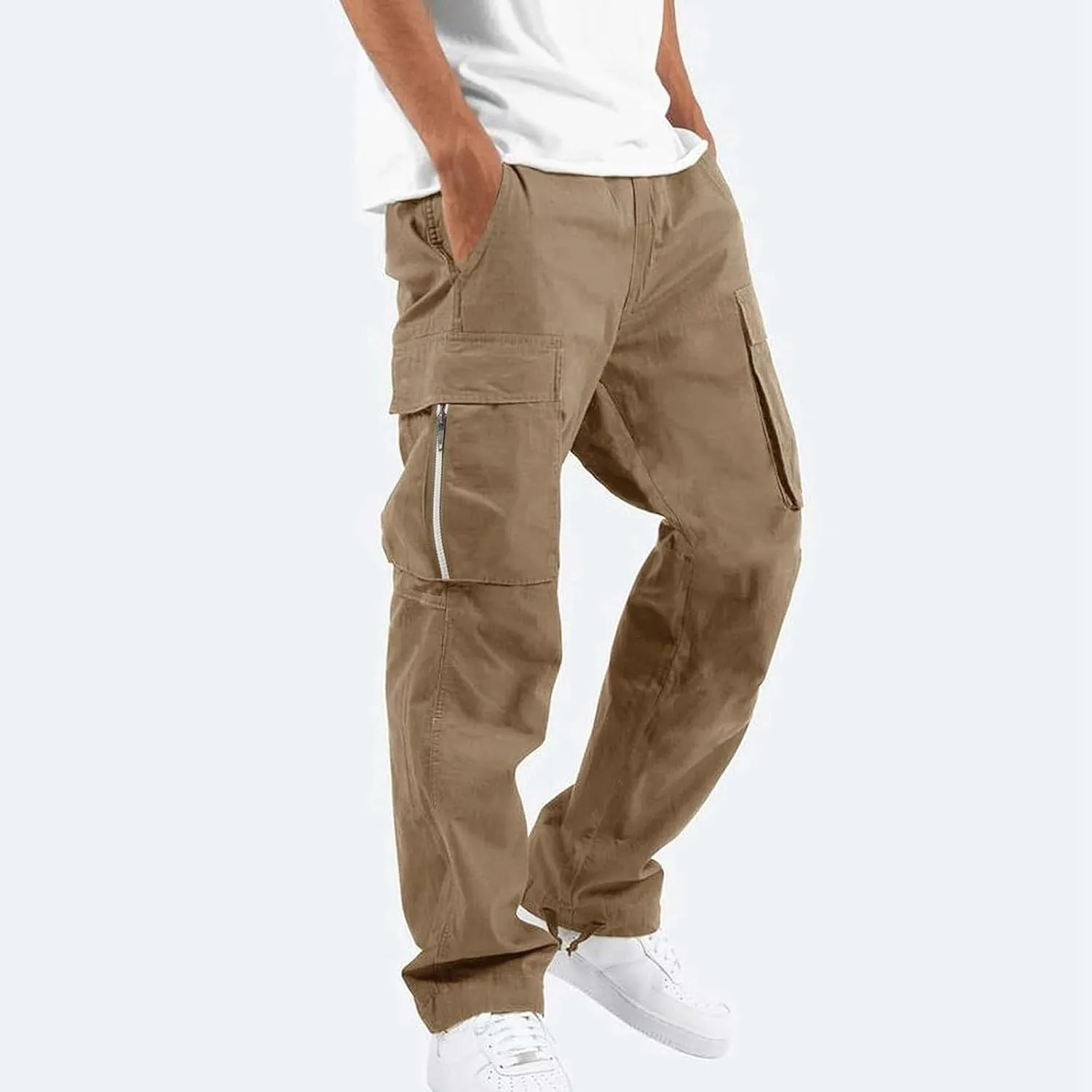 Mens Cargo Pants Relaxed Fit Big and Tall Casual Cotton Jogger Multi Pockets Outdoor Hiking Work Sweatpants