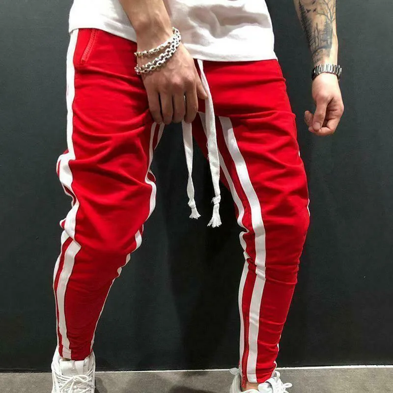 Men's Casual Red & White Sport Jogger Pants