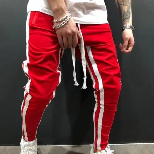 Men's Casual Red & White Sport Jogger Pants