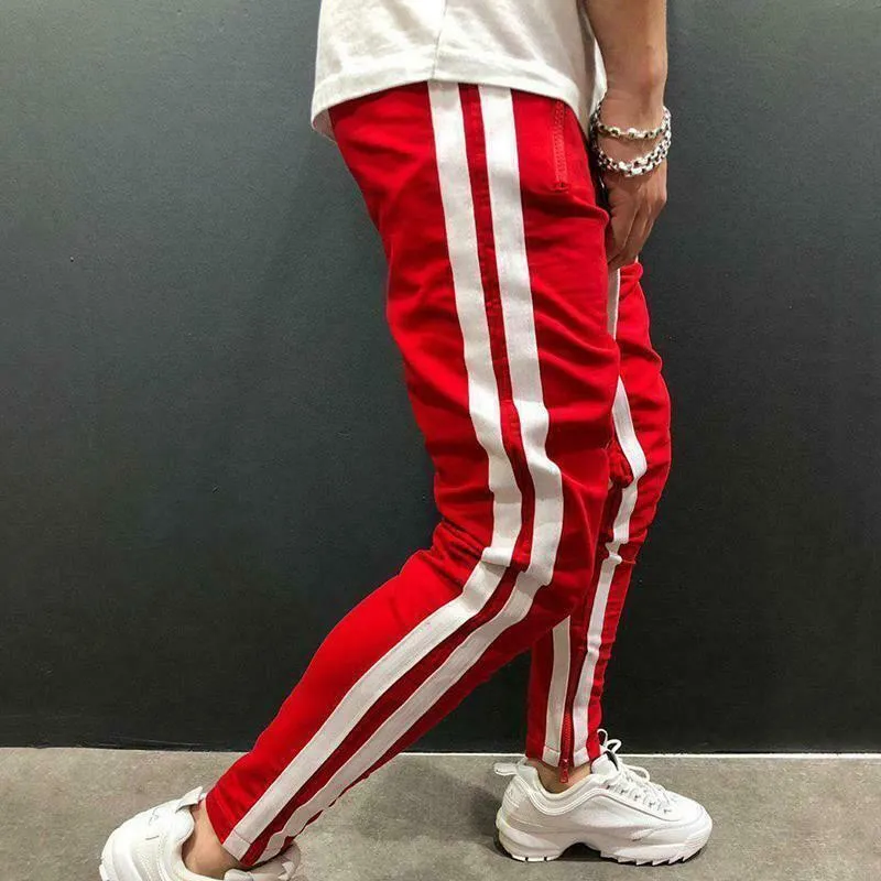 Men's Casual Red & White Sport Jogger Pants