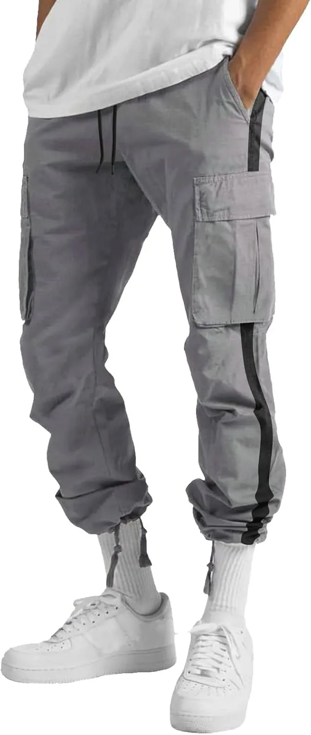 Mens Workout Cargo Sweatpants Printed Overalls Casual Pocket Sport Work Casual Trouser Pants Big and Tall Sweatpants