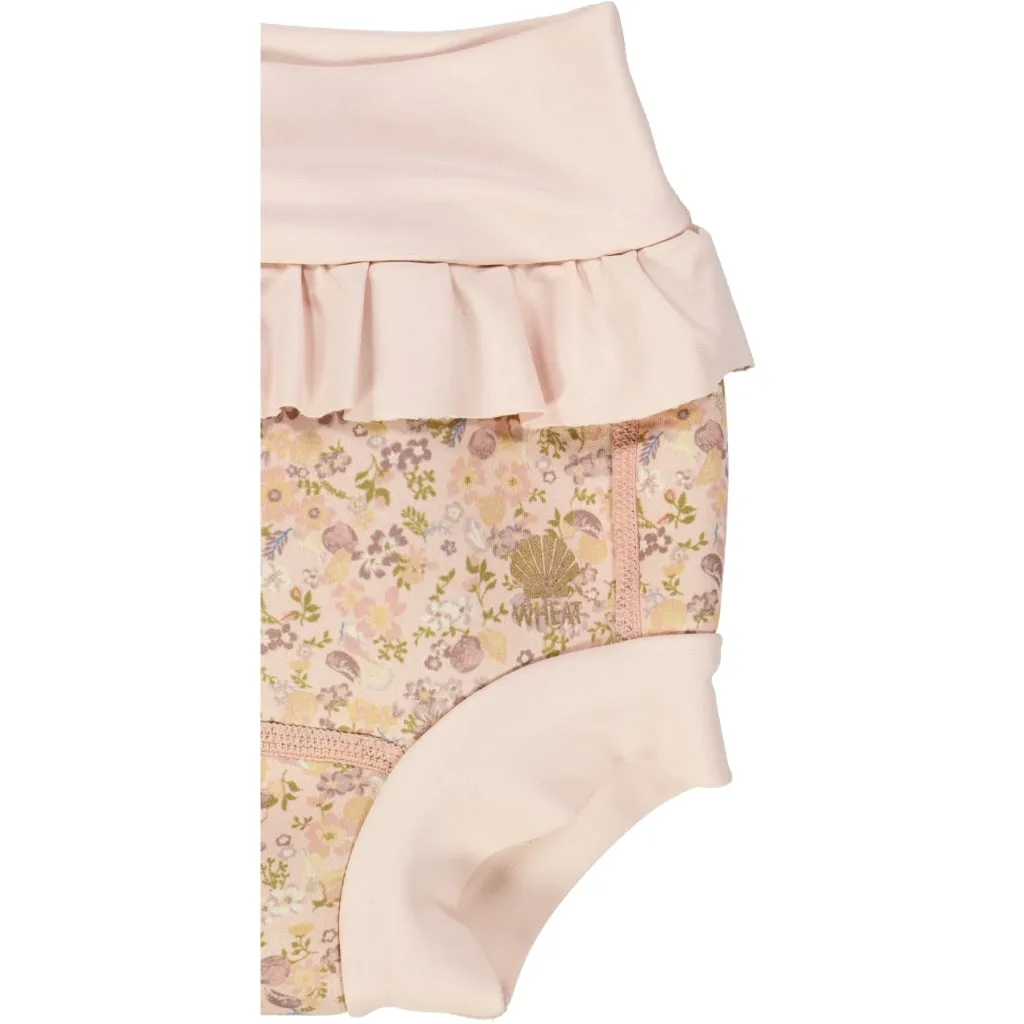 Neoprene Swim Pants Ruffle - flowers and seashells