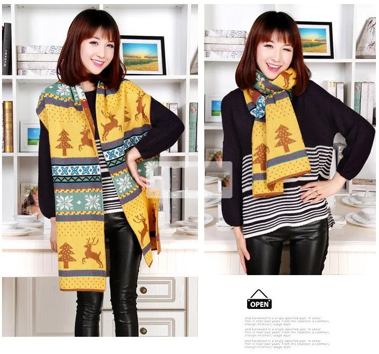 Nordic Winter Deer Cashmere Reverse Knit Scarves