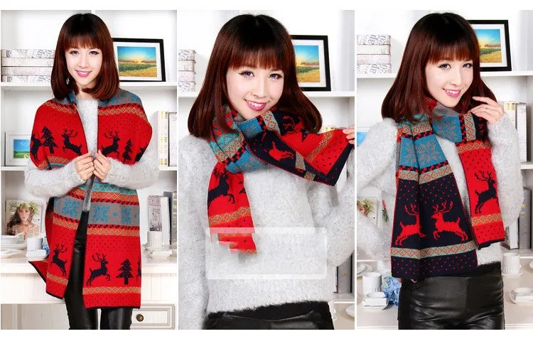 Nordic Winter Deer Cashmere Reverse Knit Scarves