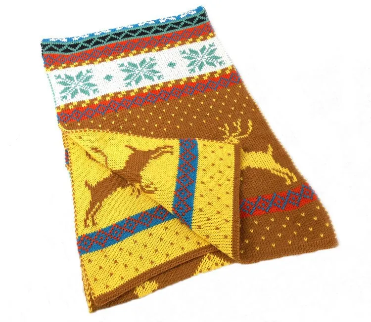 Nordic Winter Deer Cashmere Reverse Knit Scarves