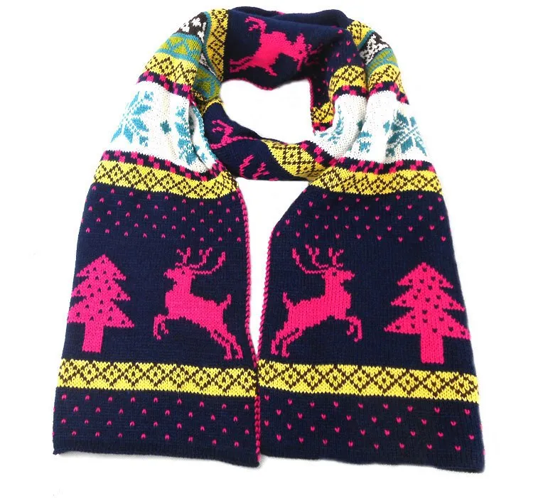 Nordic Winter Deer Cashmere Reverse Knit Scarves