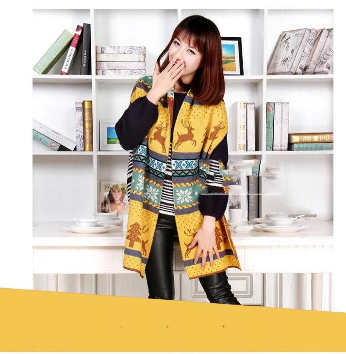 Nordic Winter Deer Cashmere Reverse Knit Scarves
