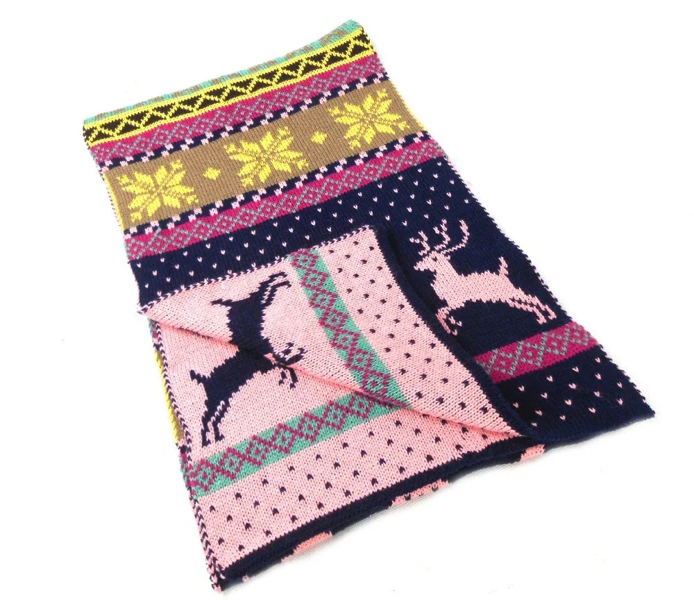 Nordic Winter Deer Cashmere Reverse Knit Scarves