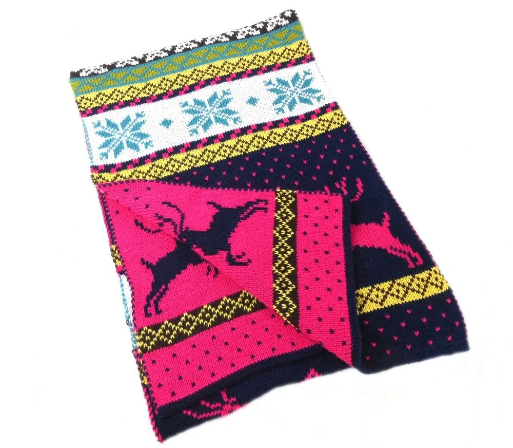 Nordic Winter Deer Cashmere Reverse Knit Scarves