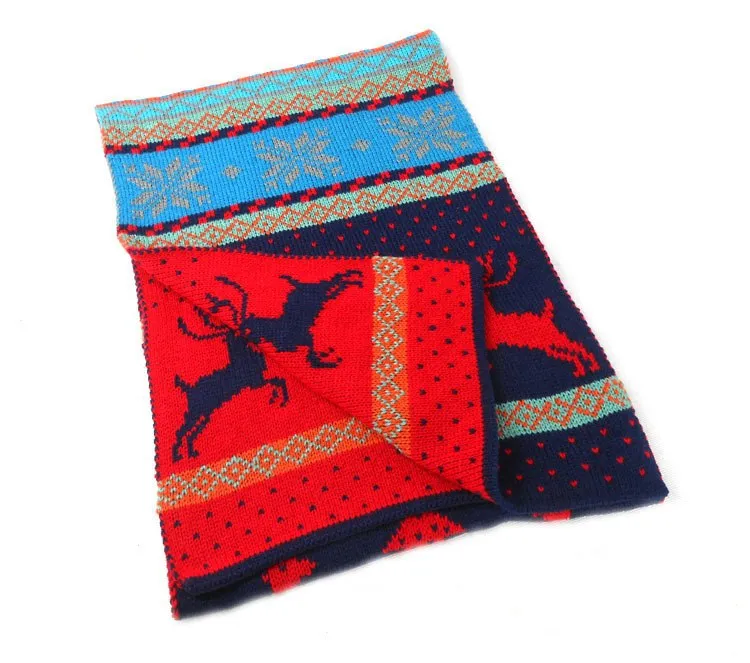Nordic Winter Deer Cashmere Reverse Knit Scarves
