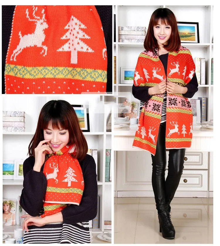 Nordic Winter Deer Cashmere Reverse Knit Scarves