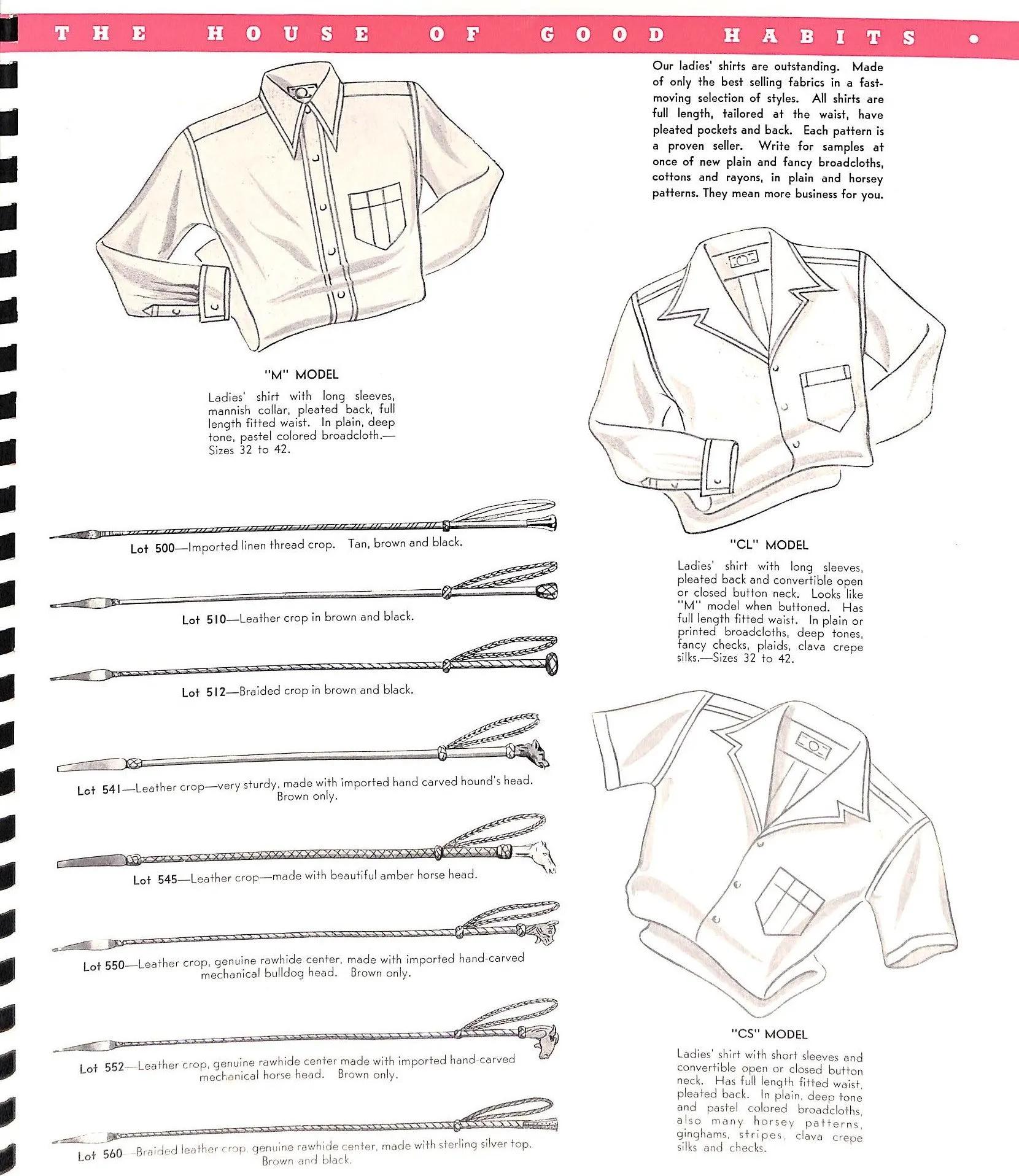 Over the Top Sport Togs 1939 Apparel Arts Equestrian Catalog